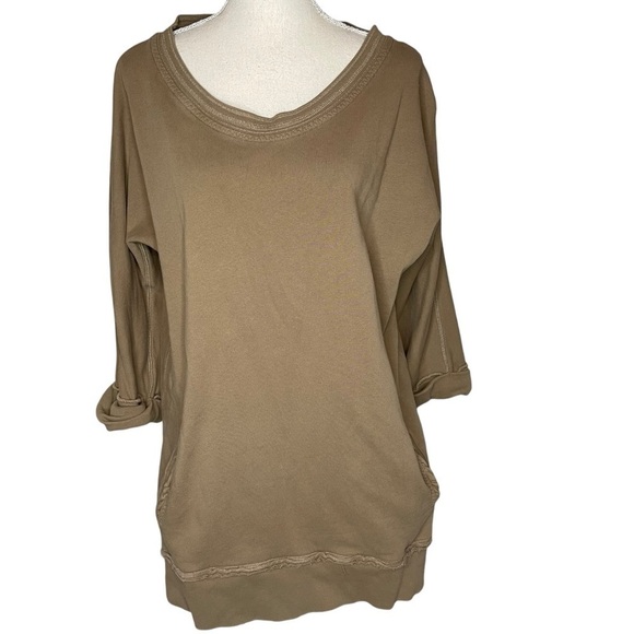 Soft Surroundings Peruvian Pullover‎ Ruffle Trim Sweatshirt Large - Picture 1 of 6